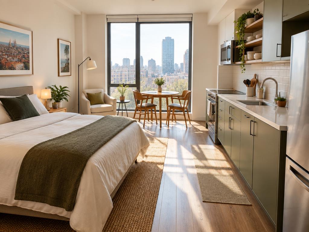 Typical studio home room in Barcelona
